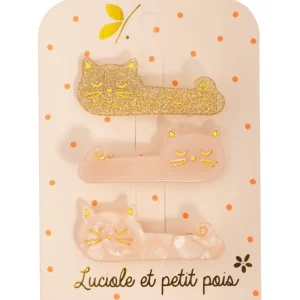 Barrettes Trio Chat Nacre - Luciole et Petit Pois