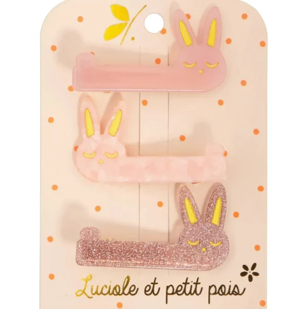 Barrettes Trio Lapin Nacre - Luciole et Petit Pois