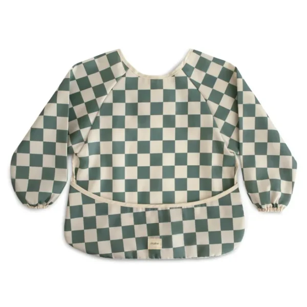 Bavoir à Manches Damier Vert - Mushie