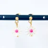 Boucles d'Oreilles Marguerite Fuchsia - Litchi