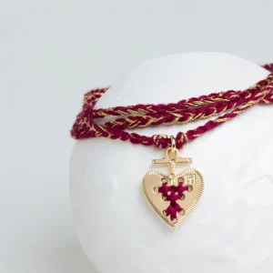 Bracelet Cœur Tressé Bordeaux - Camille Enrico