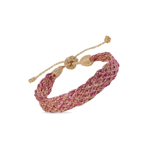 Bracelet Lines Gold Hot Pink - Maaÿaz