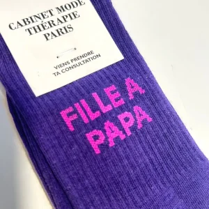 Chaussette Kids "Fille à Papa" Violet - Cabinet Mode Thérapie