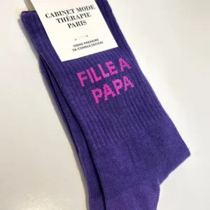 Chaussette Kids "Fille à Papa" Violet - Cabinet Mode Thérapie