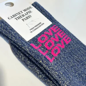 Chaussette Kids "Love Love Love" Argenté - Cabinet Mode Thérapie