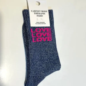 Chaussette Kids "Love Love Love" Argenté - Cabinet Mode Thérapie