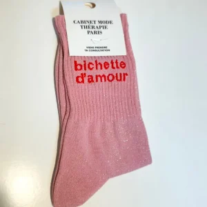 Chaussette "Bichette d'Amour" Rose - Cabinet Mode Thérapie