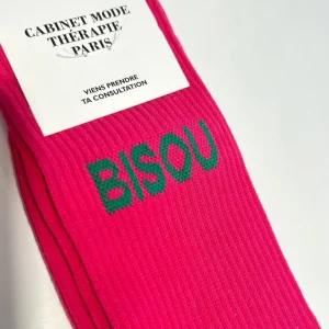 Chaussettes "Bisou" Rose - Cabinet Mode Thérapie