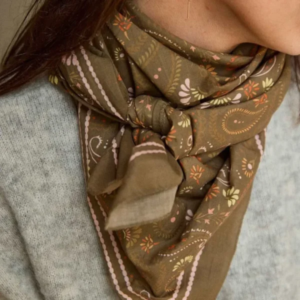 Foulard Cachemire Olive - Gabrielle Paris