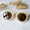 Lunettes de Soleil Carreaux Beige - Rammelaartje