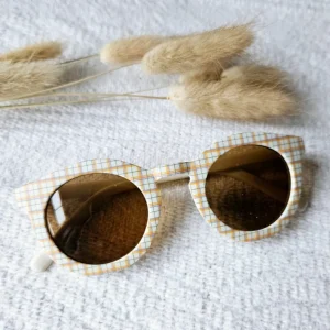 Lunettes de Soleil Carreaux Beige - Rammelaartje