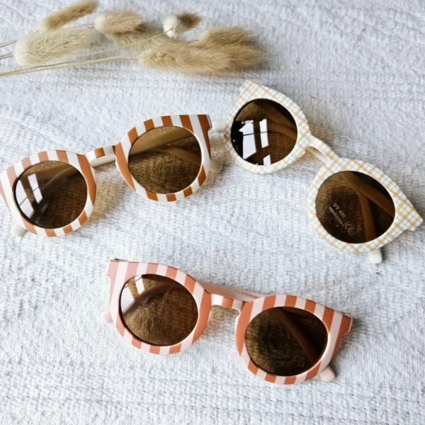 Lunettes de Soleil Carreaux Beige - Rammelaartje