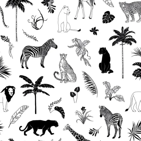 Papier Peint Black Majik Animaux de la Savane - Lilipinso