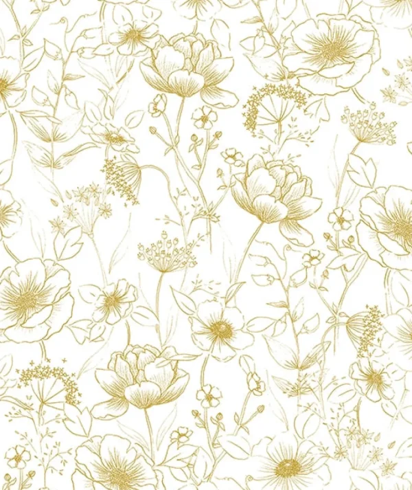 Papier Peint Fleurs Ocre - Lilipinso