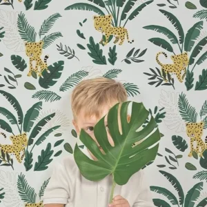 Papier Peint Jungle Fond Clair - Lilipinso