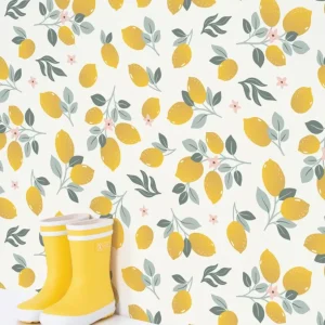 Papier Peint Louise Citrons Jaunes - Lilipinso