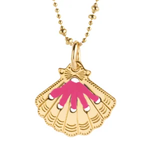 Pendentif Amulette Coquillage Or Rose Fluo - Camille Enrico