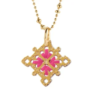 Pendentif Amulette Losange Or Rose Fluo - Camille Enrico