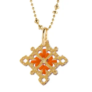 Pendentif Amulette Losange Or Orange Fluo - Camille Enrico