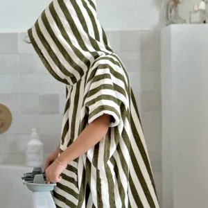 Poncho Suzon Rayé Kaki - Rose In April