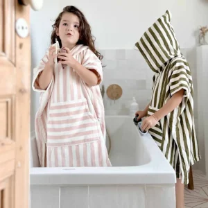 Poncho Suzon Rayé Kaki - Rose In April