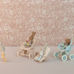 Poussette Bébé Souris Rose - Maileg