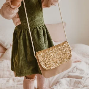 Sac Velours Sequins Dorés - Luciole et Petit Pois