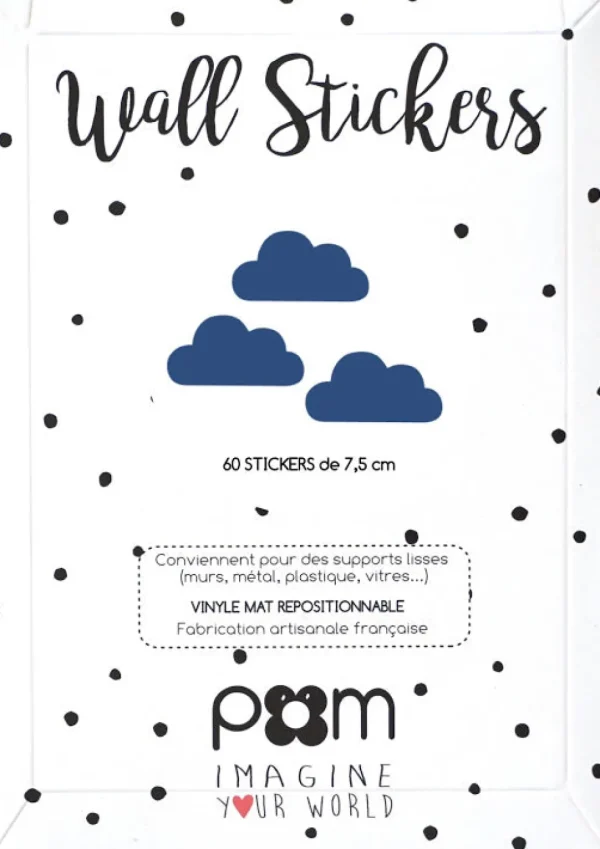 Stickers Muraux Nuages Bleu Gris Pöm le Bonhomme