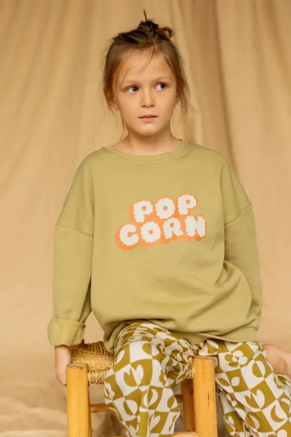 Sweat Sahara Pop Corn Placé Olive - Apaches Collections