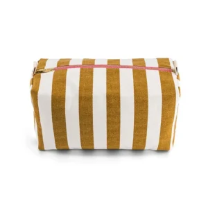 Trousse de Toilette Rayures Caramel / Ecru - Rose in April