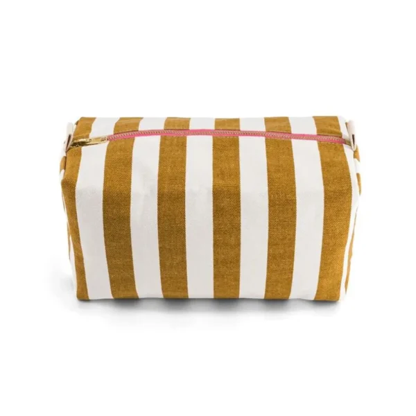 Trousse de Toilette Rayures Caramel / Ecru - Rose in April